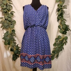 One heart Clothing Navy pattern dress knee-length